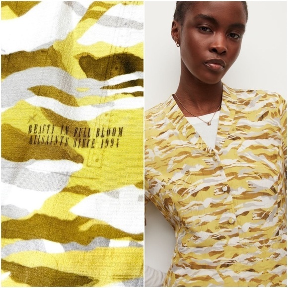 ALLSAINTS Chiffon Sleeveless Tie Waist Button Up Asymmetric Tier Ruffle Dress 2 - Picture 7 of 8